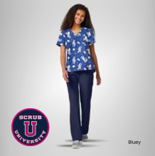 Cherokee Women's Nurse Bluey Print Scrub Top 2