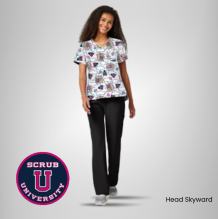 Cherokee Women's Head Skyward Print Scrub Top 2