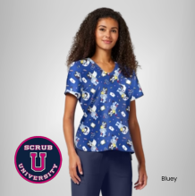 Cherokee Women's Nurse Bluey Print Scrub Top 3