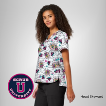 Cherokee Women's Head Skyward Print Scrub Top 4