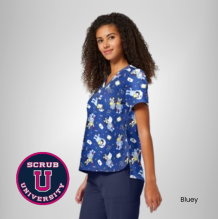 Cherokee Women's Nurse Bluey Print Scrub Top 4