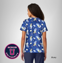 Cherokee Women's Nurse Bluey Print Scrub Top 5