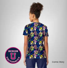 Cherokee Women's Comic Story Print Scrub Top 5