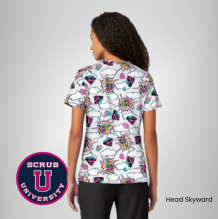 Cherokee Women's Head Skyward Print Scrub Top 5