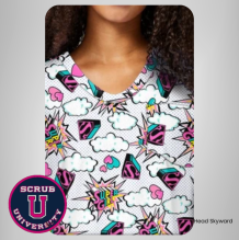 Cherokee Women's Head Skyward Print Scrub Top 6