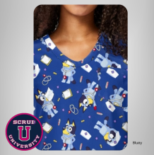 Cherokee Women's Nurse Bluey Print Scrub Top 6