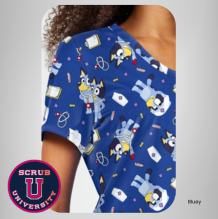Cherokee Women's Nurse Bluey Print Scrub Top 7