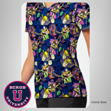 Cherokee Women's Comic Story Print Scrub Top 7