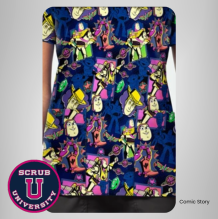 Cherokee Women's Comic Story Print Scrub Top 8