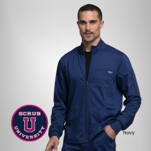 Cherokee Revolution Men's Zip Front Solid Scrub Jacket 5