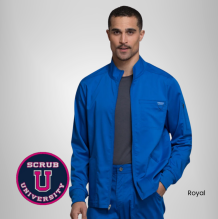 Cherokee Revolution Men's Zip Front Solid Scrub Jacket 2