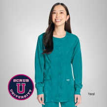 Cherokee Revolution Women's Snap Front Solid Scrub Jacket 7