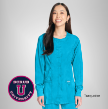Cherokee Revolution Women's Snap Front Solid Scrub Jacket 6