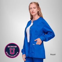 Cherokee Revolution Women's Snap Front Solid Scrub Jacket 3