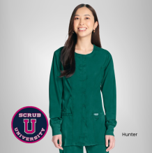 Cherokee Revolution Women's Snap Front Solid Scrub Jacket 2