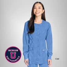 Cherokee Revolution Women's Snap Front Solid Scrub Jacket 17