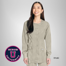 Cherokee Revolution Women's Snap Front Solid Scrub Jacket 12