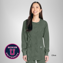 Cherokee Revolution Women's Snap Front Solid Scrub Jacket 10
