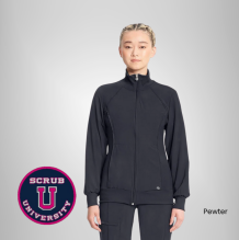 Infinity Women's Zip Front Warm-Up Solid Scrub Jacket 17