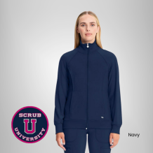 Infinity Women's Zip Front Warm-Up Solid Scrub Jacket 8