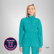 Infinity Women's Zip Front Warm-Up Solid Scrub Jacket 4