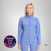 Infinity Women's Zip Front Warm-Up Solid Scrub Jacket 15