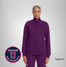 Infinity Women's Zip Front Warm-Up Solid Scrub Jacket 13