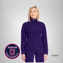 Infinity Women's Zip Front Warm-Up Solid Scrub Jacket 11