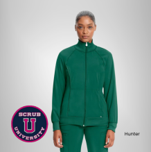 Infinity Women's Zip Front Warm-Up Solid Scrub Jacket 10