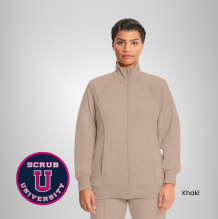 Infinity Women's Zip Front Warm-Up Solid Scrub Jacket 9