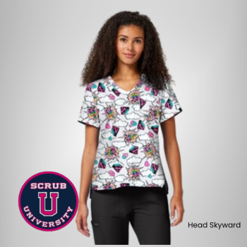 Cherokee Women's Head Skyward Print Scrub Top