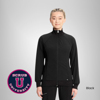 Infinity Women's Zip Front Warm-Up Solid Scrub Jacket